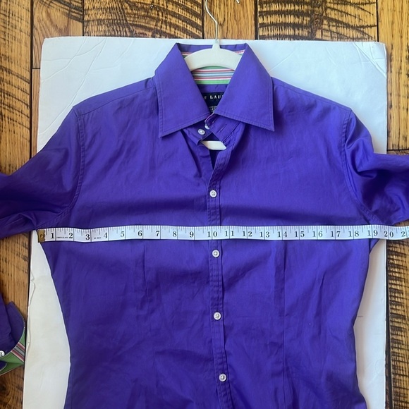 Ralph Lauren black label purple cotton button front oxford fitted shirt - Picture 7 of 9